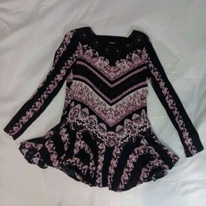 Free People Purple Smooth Talker Tunic Top women's Small Boho‎ Gypsy Whimsigoth